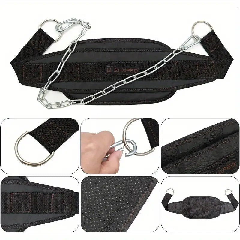 Weightlifting Dip Belt with 28.3" Steel Chain