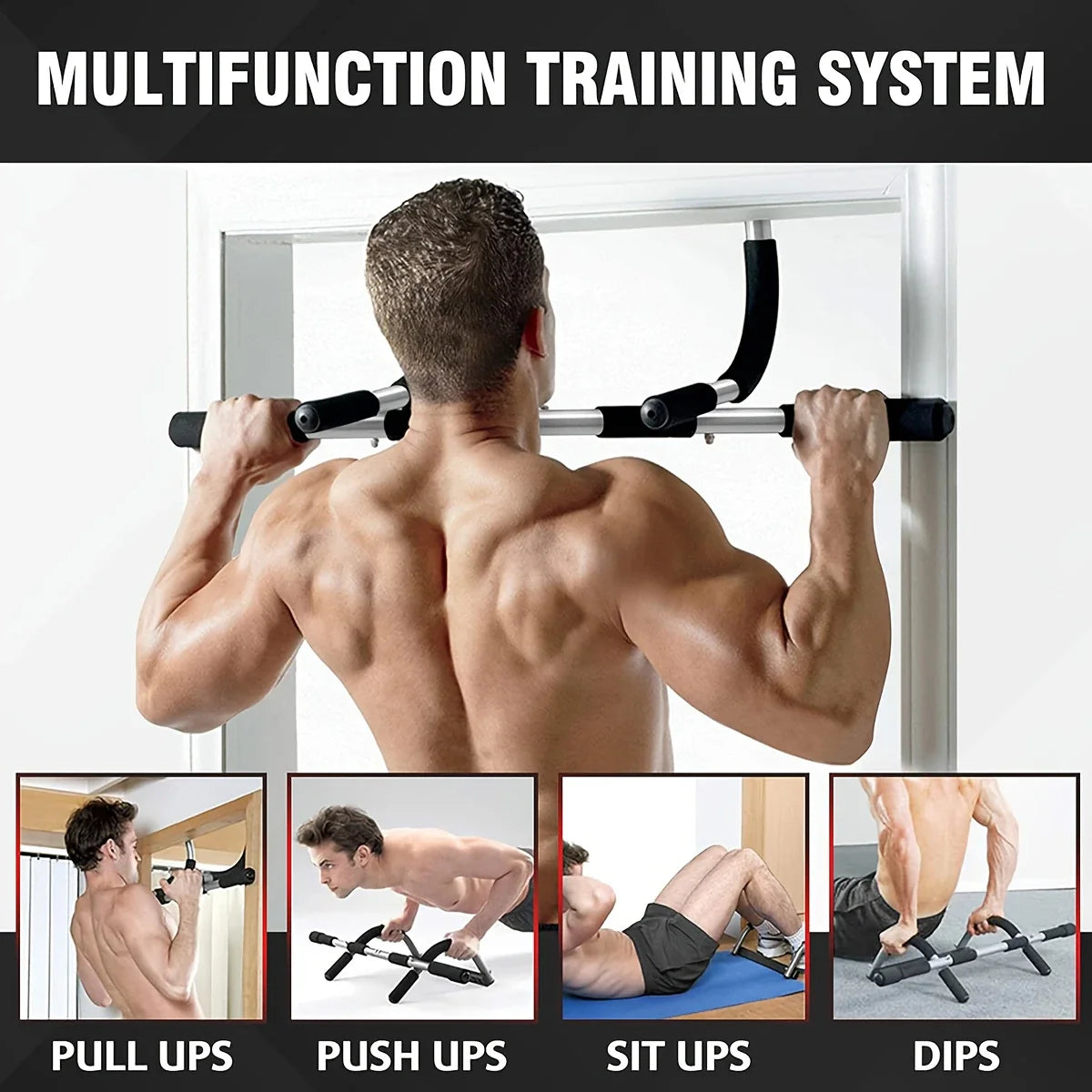 Multi-Grip Doorway Pull-Up Bar