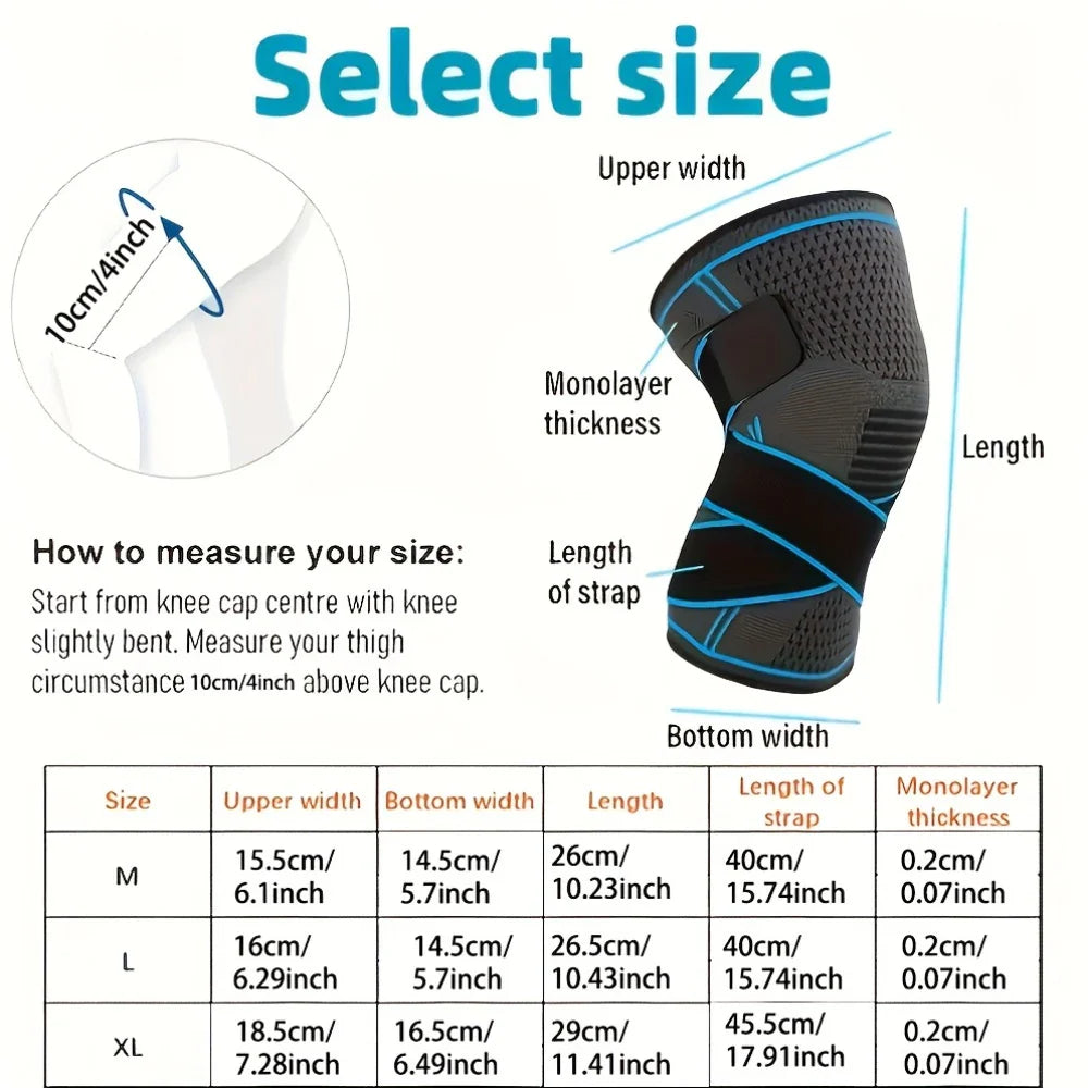 2pcs Knee Compression Sleeves with Adjustable Straps