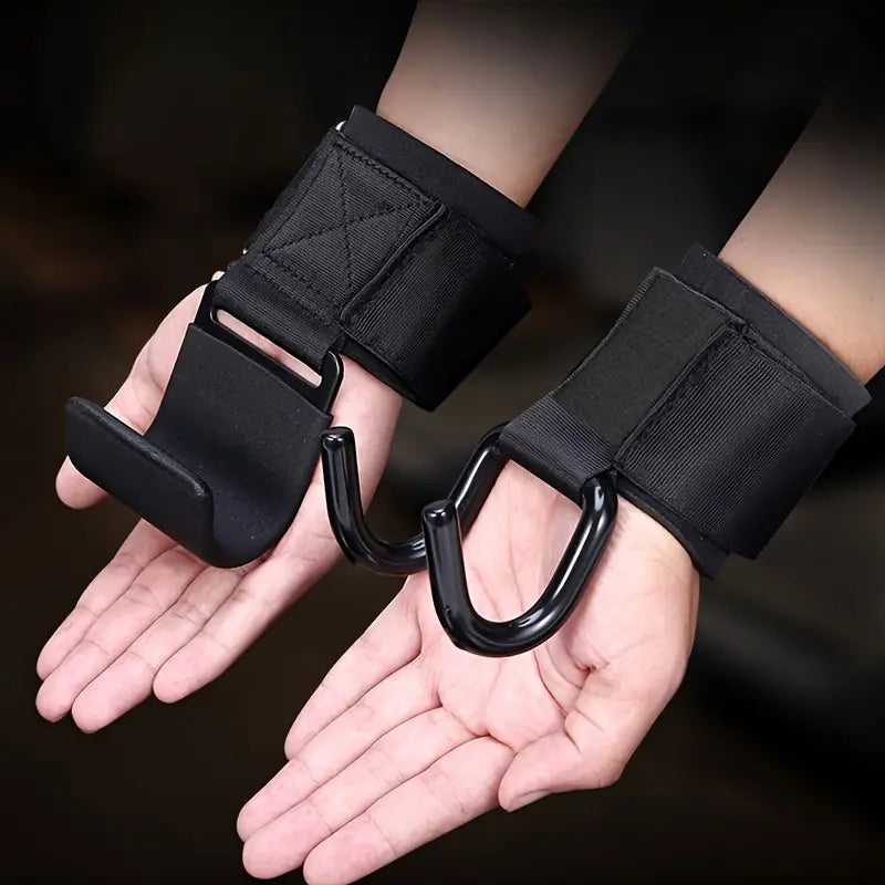 2pcs Weightlifting Wrist Straps with Grip Hooks