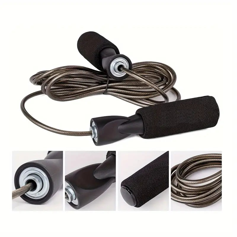 Adjustable 259cm Jump Rope with Steel Cable & Ball Bearings - Durable PVC Coating for Speed Training, Boxing, and Fitness