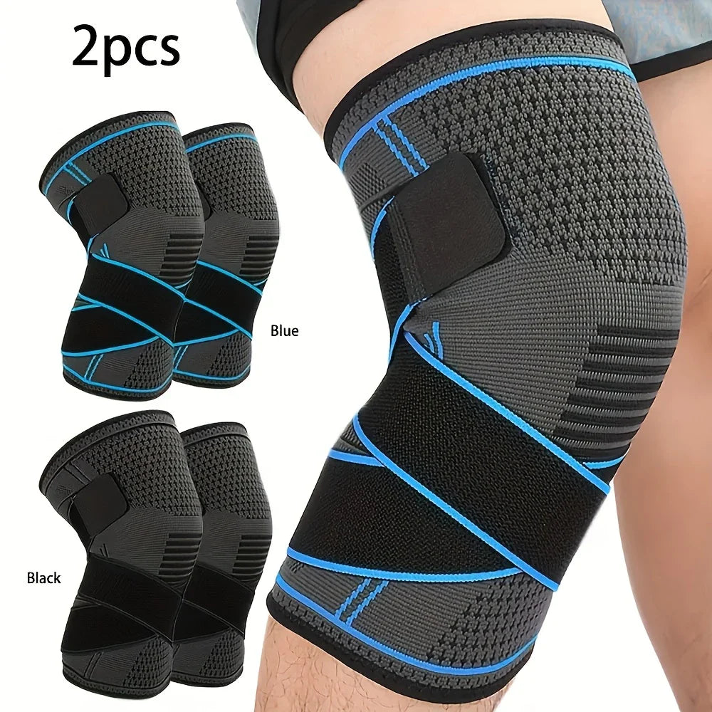 2pcs Knee Compression Sleeves with Adjustable Straps