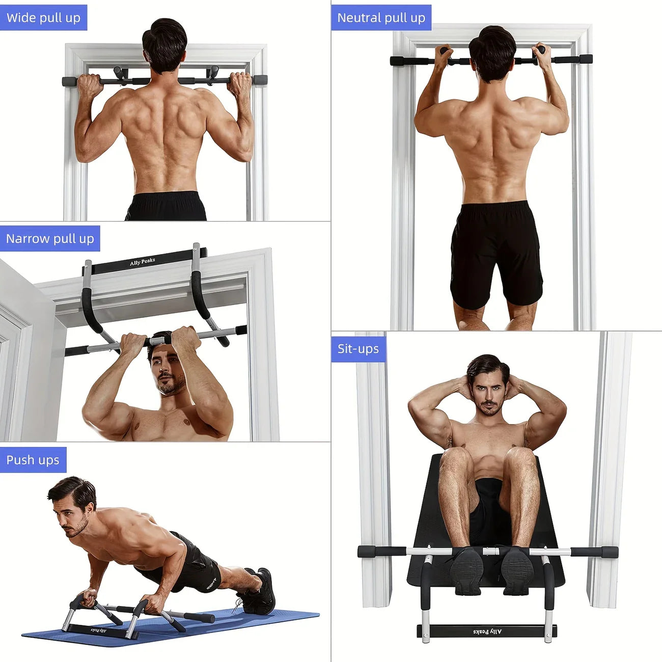 Multi-Grip Doorway Pull-Up Bar